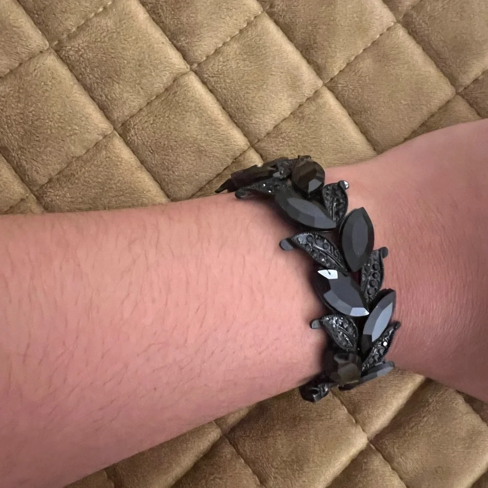 Formal Black Rhinestone Bracelet - Picture 4 of 4